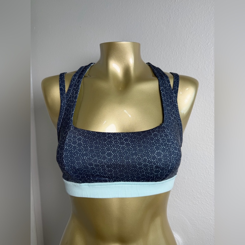 lululemon athletica Black Speckled & Light Blue Sports Bra